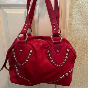 Vintage Makowsky red leather purse with silver studs
